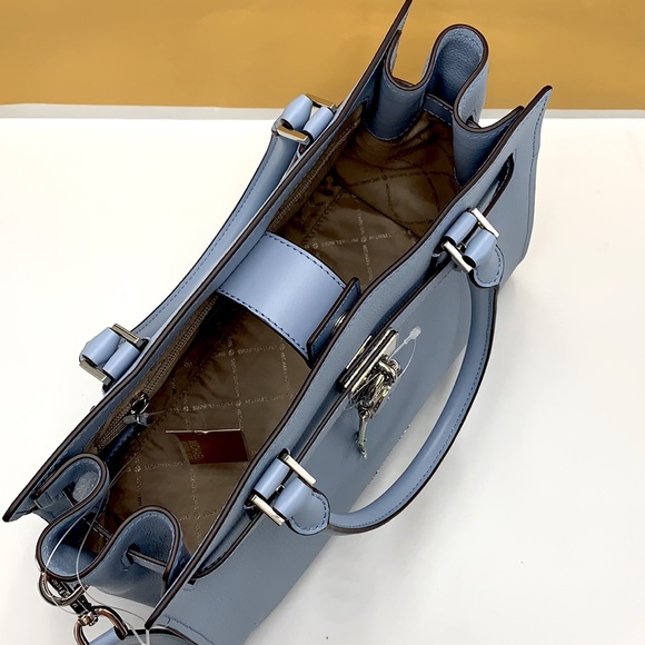 MICHAEL KORS HAMILTON MEDIUM SATCHEL PALE BLUE COLOR - Picture 3 of 16